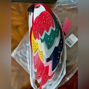 Kate Spade RIO PARROT Embellished Multi-Color Leather Clutch Crossbody bag.